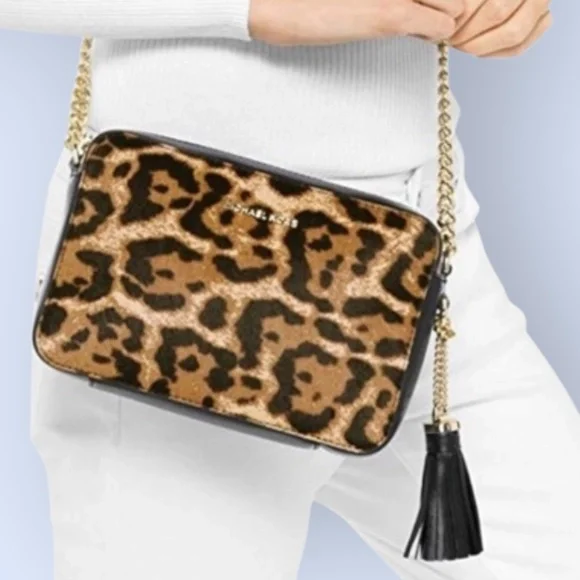 Michael Michael Kors Ginny Leopard Print Medium Calf Hair Bag - Picture 15 of 16